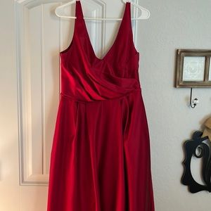 Apple red David’s bridal bridesmaid dress